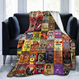 Rock Band Collage Flannel Blanket Lightweight Cozy Bed Blankets Soft Throw Blanket Fit Couch Sofa Suitable for All Season80 X60