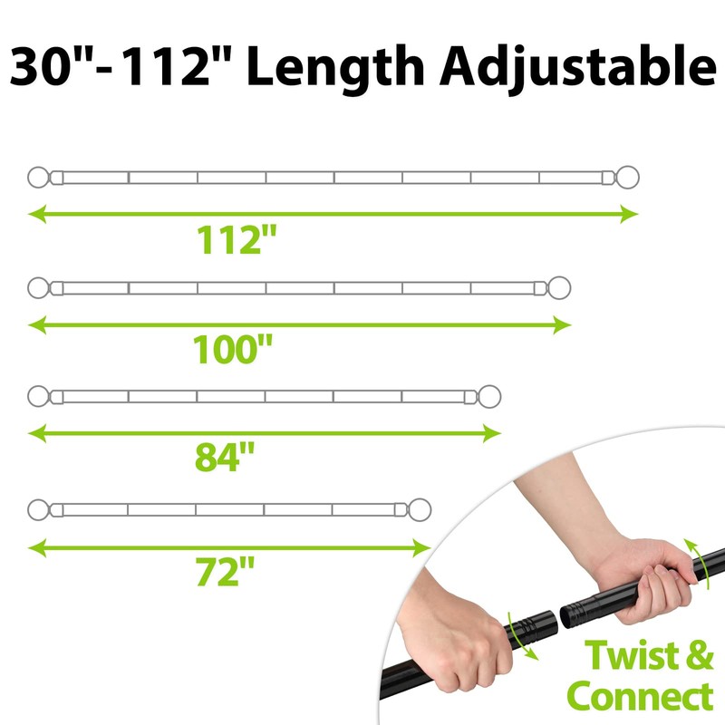 Long Curtain rods 66 to 110 inch Easy Install, Adjustable