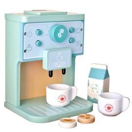 Wooden Coffee Maker Toys Play Set for Kids, Coffee Machine Toy, Montessori Pretend Play Food Kitchen Accessories for Toddler Girls and Boys (Coffee Maker)