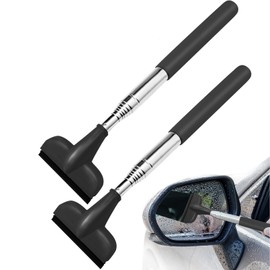 WSSROGY Side Mirror Squeegee Wiper, Retractable Car Rearview Mirror Wiper, Side Mirror Squeegee for Rainy Foggy Weather (Black, 2 Pcs)