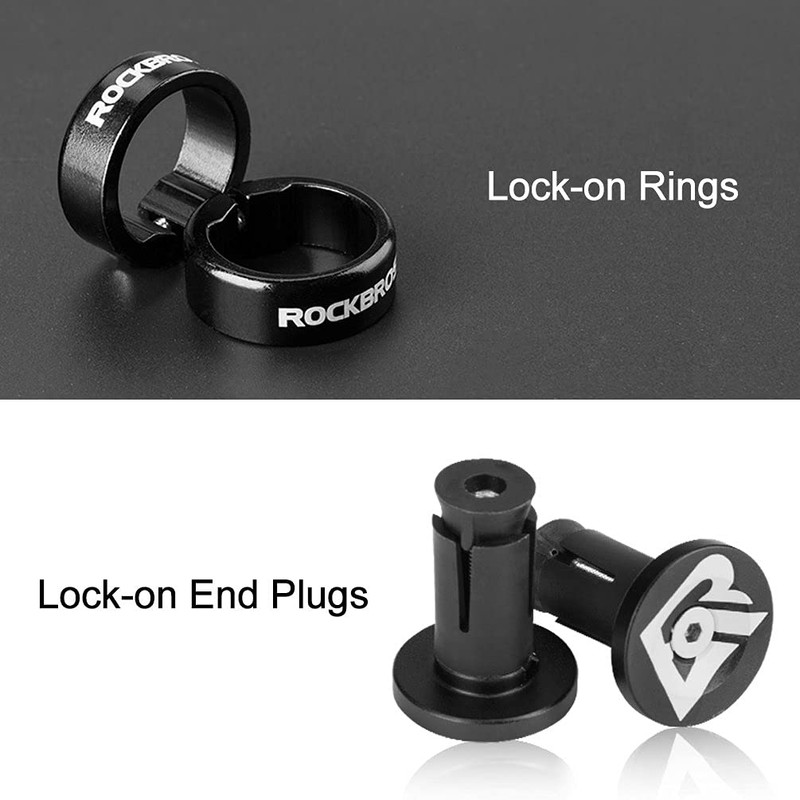 ROCKBROS Bike Handlebar Grips Single Lock-On, Rubber Aluminium Alloy