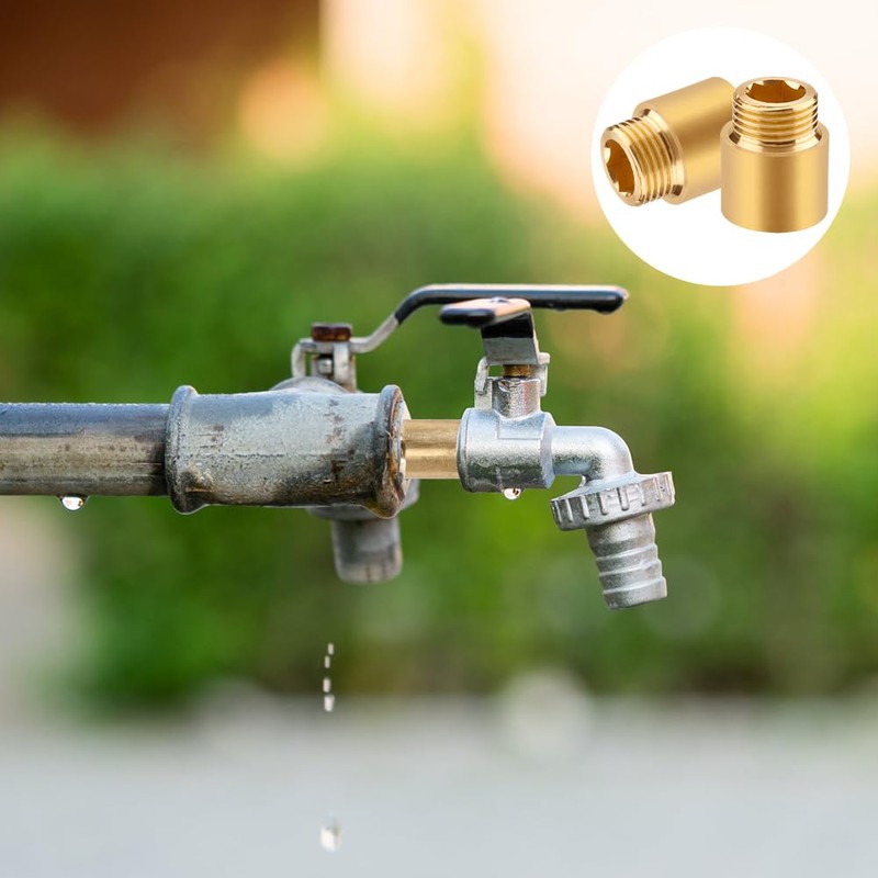 Brass Tap Extension 1/2 Inch x 20 mm, DN15 Thread