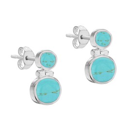 Tuscany Silver Women's Sterling Silver Turquoise Snowman Drop Earrings