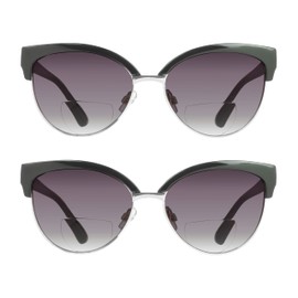proSPORT BIFOCAL Reading Sunglasses Women Readers Glasses Cat Eye Oversize Silver Half Rim 3.00 1.00 1.25 1.50 1.75 2.00 2.25 2.50 2.75 3.00