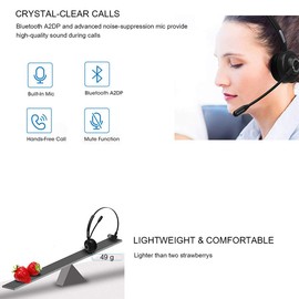 RAOPINGX Bluetooth Headset - Bluetooth Headsets with Microphone, Noise Cancelling Wireless Headphone for Business UC Skype Lync Softphone Call Center Office Computer Clearer Voice