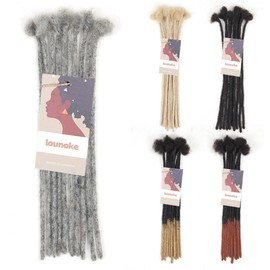 Lounoke 40 Strands Human Hair Loc Extensions, 12 inch Pencle Size 0.6cm,salt, Width Dreadlock Extension Real Human Hair