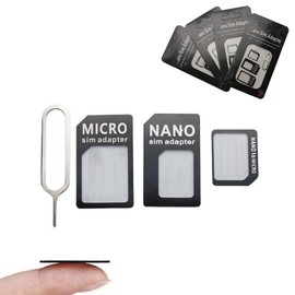 4 Pcs 4 in 1 SIM Card Adapter Holder with Ejector Tool for Nano Micro Standard SIM Card Slot
