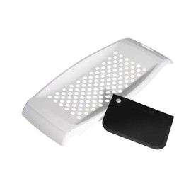 FACKELMANN Spaetzle Grater with Dough Scraper, White, Plastic Spätzle Slicer, Spaetzle Press with Dough Card, for Quick and Easy Making of Evenly Shaped Spätzle and Knöpfle