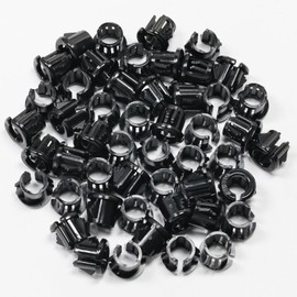 BOPOREAE 50pcs Opened Black Snap Bushing 3/8"(10mm) Mounting Dia, Plastic Cable Hole Grommets for Wiring, Round Nylon Snap in Locking Electrical Wire Cord Hose Tubing Bushings Grommets Protectors