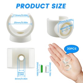 SDTC Tech 30 Pack 1 Inch PEX Pipe Clamp Clip, 25 mm U Hook PEX Tubing Clamps Hangers PVC Water Pipe Support Holder Bracket Socket, White Plastic Clips Hangers (Fasteners Included)