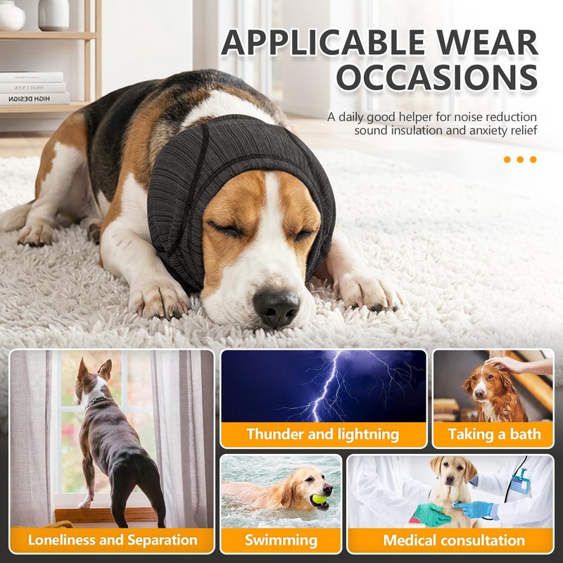 Dog Calming Ear Cover for Fireworks & Thunderstorm Noise Protection,
