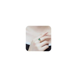 Longfu Fashion Jewelry Elegant Women 18k Gold Filled Square Cut Emerald Gemstone Birthstone Wedding Bridal Band Ring Size 6-10, 6, Gold,Gemstone, Emerald