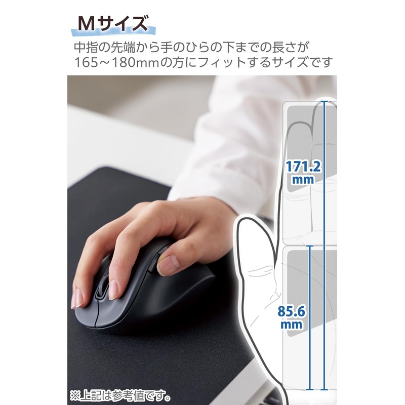 Elecom M-XGM30DBSKABK EX-G Wireless Mouse, 2.4 GHz, Silent, Medium Size,