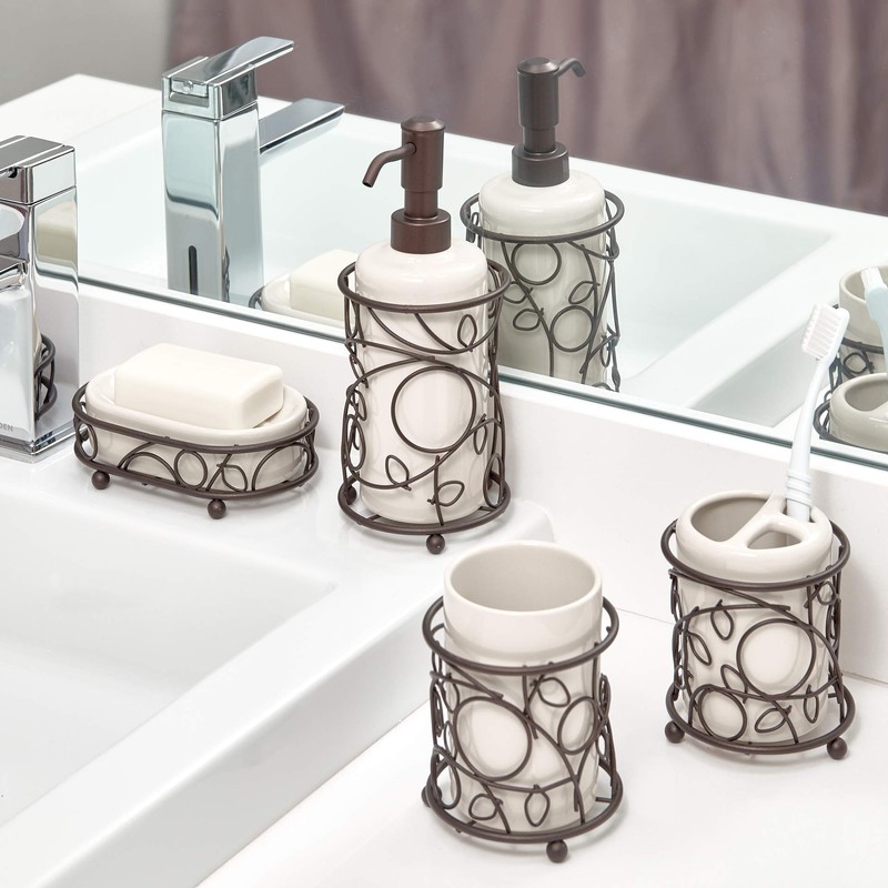 interDesign Twigz Colección para Baño Dispensador de Jabón, Color Vainilla/Bronce