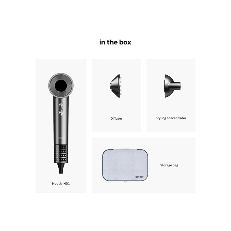 Goolioo Hair Dryer with Diffuser, Professional High-Speed Blow Dryer, Negative