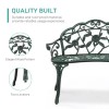 Antique Green Outdoor Cast Aluminum Patio Bench with Curved Legs