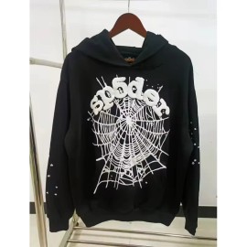 High End Spider Heavy-duty Unisex Cotton Screen Printed Autumn Camouflage Hoodie Anti-Pilling Regular Fit Men's SweatshirtColor: S004-Black, Size: M
