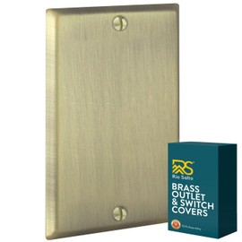 Rio Salto BRASS Antique Metal Gold Blank Wall Plate STANDARD SIZE Blank Outlet Cover for Unused Outlets Wall Switch Covers Child Safe Device Outlet Safety Vintage MATTE Gold (Blank, 1-Gang)