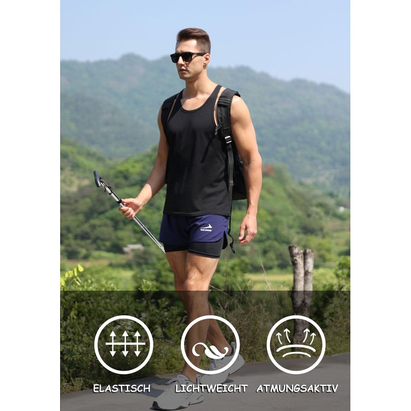 Viisendy Pro Men's 2-in-1 Compression Lining Beach Shorts and Swim