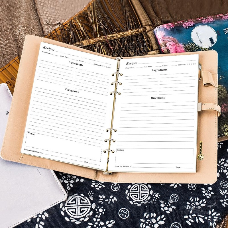Blank Recipe Paper for A5 Binder - 6 Hole Recipe
