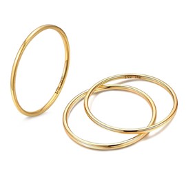 ZNBOH 1mm 1/20 14K Gold Filled Rings for Women Non Tarnish Thin Dainty Stackable Gold Ring Pinky Thumb Band Rings Set Stacking Trendy Minimalist Waterproof Simple Cute Jewelry Size 7