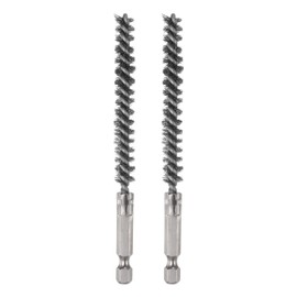 sourcing map 2pcs Stainless Steel Bore Brush 8mm Dia Cleaning Wire Brush with Handle 1/4 Inch Hex Shank for Tubes, Ports, Bearings