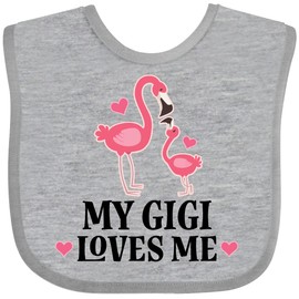 inktastic My Gigi Loves Me Flamingo Baby Bib Heather Grey 2eb2d