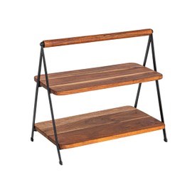 Creative Co-Op Acacia Wood 2-Tier Serving Stand