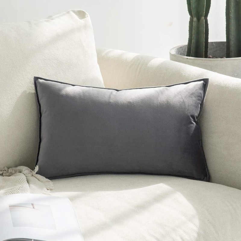 Miulee Set of 2 Velvet Cushion Covers, Flange, Wrapped Edge