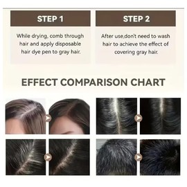 Negro - Bolígrafo de Tinte para Cabello, 4g, Pluma para Cobertura Instantánea de Canas, Impermeable, Sin Necesidad de Enjuague. Rimel Cubre entradas y