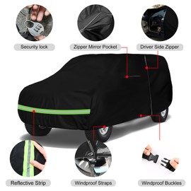 Waterproof Car Cover Replace for 1983-2001 Jeep Cherokee XJ 2/4 Door, 6 Layers All Weather Car Covers with Zipper Door & Windproof Bands for Snow Rain Dust Hail Protection