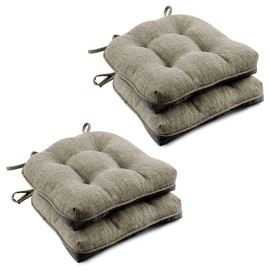 Wellsin Chair Cushions for Dining Chairs, Non-Slip Kitchen Chair Pads with Ties, Tufted Shredded Foam Kitchen Chair Cushions Set of 4, 15.5" X 15.5", Khaki