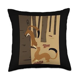 Summer Stoat Mustela erminea Stoat Ermine Weasel Throw Pillow, 18x18, Multicolor