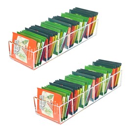 Goindy Tea Bag Organizer, Clear Tea Bag Holder with 6 Slot, Tea Packet Storage for Countertop, Drawer, Kitchen, Pantry, Cabinet, 2 Pack
