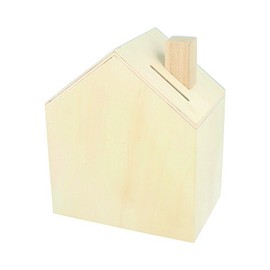 Artemio 14002221 Spardose zum Dekorieren Haus Holz 12 x 14,5 x 8 cm