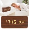 LED Wood Digital Alarm Clock 3 Level Brightness Electronic Clock