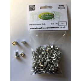 50 Vitavia SQUARE Bolts & Nuts for Vitavia, Eden, Halls, Juliana, Rhino and Palram Greenhouses