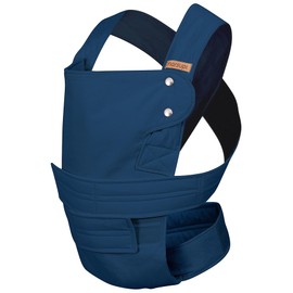 Marsupi Classic, portabebés ajustable con 2 posiciones de transporte (frontal y cadera), cangurera desde recién nacido (3.5-15 kg), algodón orgánico, Azul Marino Ocean, Talla: L