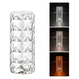 Crystal Table Lamp Light 3 Colours Changing USB Chargeable LED Nightstand Lamp for Room Party Decoration