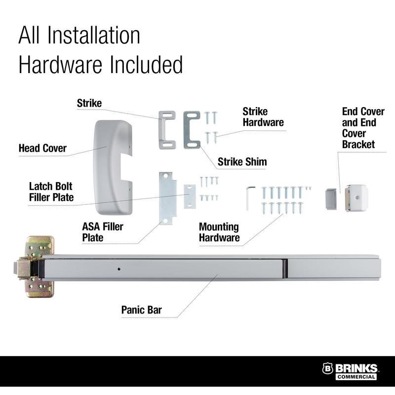 Brinks Commercial Rim Panic Exit Device, Aluminum - Durable Panic