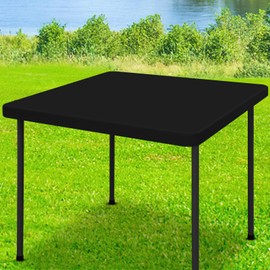 Moosfor Spandex Square Table Cloth, Elastic Fitted Tablecloths for Picnic, Stretch Washable Patio Table Cover for Outdoor, Camping, Banquet and Parties (Black, 34" 34")
