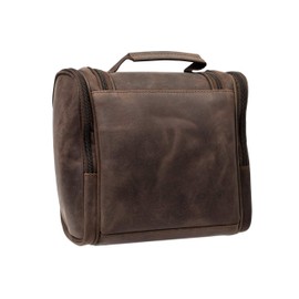 Menzo Genuine Leather Toiletry Bag for Men and Women, delta brown