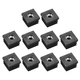 uxcell 10Pcs Inserts for Square Tubes with M8 Thread, for 0.98"x0.98" OD Square Tube, Black Plastic Plug Caster Insert Chair End Caps Furniture Leg Plug