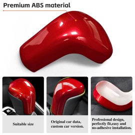 Ruautumn No Adhesive Car Gear Shift Knob Cover for Toyota Camry 2018-2025 for Corolla 2019-2025 ABS Interior Shell Insert Decoration Protector (Red)