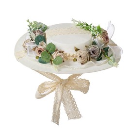 COSDREAMER Girls Women Victorian Style Bowknot Flower Straw Hats (D), d