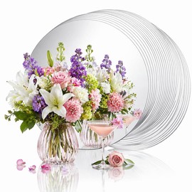 PASOCON 17Pack Small Round Mirrors for Centerpieces 6" Circle Mirror Centerpieces for Tables, Wall Morror Candle Plate Mirror Trays for Craft Anniversary Wedding Birthday PartyTable Decorations