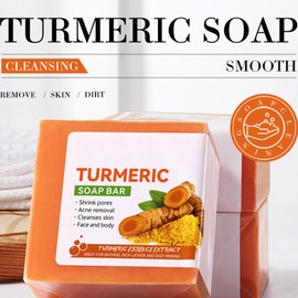 Kurkuma-Seife Für Das Gesicht,Seifen Kurkuma,Ganz Natürliche Kurkuma Gesichtsseife,Kurkuma-Aufhellungsseife,Ganz Natürliche Kurkuma-Seife,Cleanser Bar Soap for Hyperpigmentation