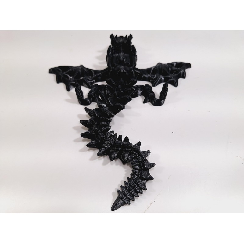 FlexiMech Zombie War Dragon 3D Printed Onyx Black Reptile Articulated