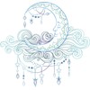 Divine Designs Retro Blue Purple Boho Crescent Moon Cartoon Vinyl