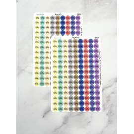 kcpearls creates Mini Icon Dots GymTracker Stickers For Planners Calendars Journals Workouts Self Care .15" Inch 252 Stickers Total 126 On Each Sheet (Soft Mix)